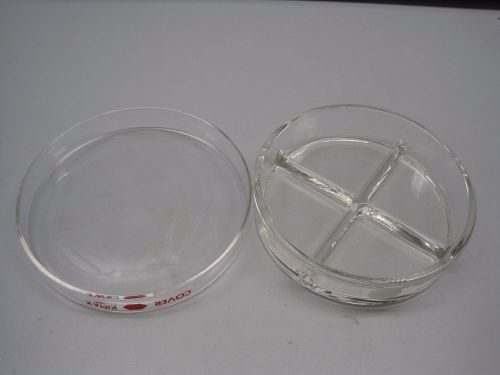 10 Pyrex Borosilicate Glass QUADRANT BOTTOM (w/top) Petri Dish 95mm X 22mm