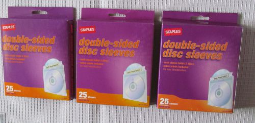 Staples 3 Double Sided Disc Sleeves 25 Pack  NEW IN BOX