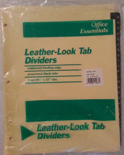 OFFICE ESSENTIALS LEATHER-LOOK TAB DIVIDERS A-Z 8 1/2x11 REINFORCED BINDING EDGE