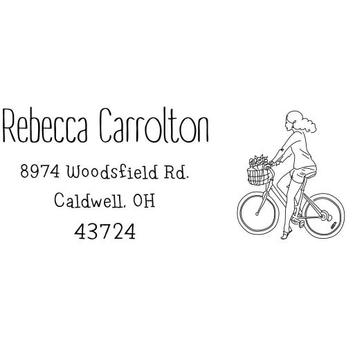 Carrolton Woman Bicycle Self Inking Custom Return Address Stamp (bicycle_110)