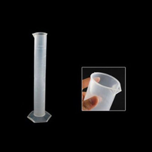 Lab Set 250mL Clear White Plastic Liquid Measurement Graduated Cylinder W8