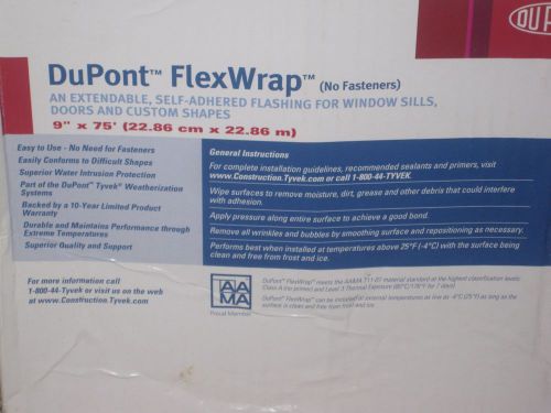 DuPont FlexWrap NF (No Fasteners) 9&#034;x75&#039; Flashing Window Sills, Doors  NEW