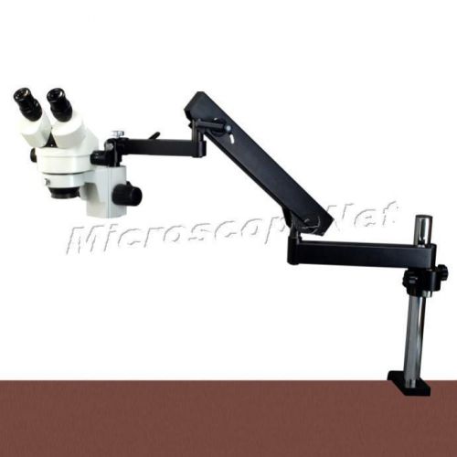 7X-45X Stereo Microscope+Articulating Arm Stand+Ring and dual heads Cold Light