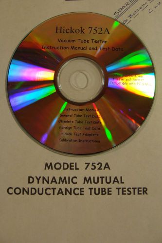 Hickok 752/a tube tester calibration test data obsolete foreign we manual cdrom for sale
