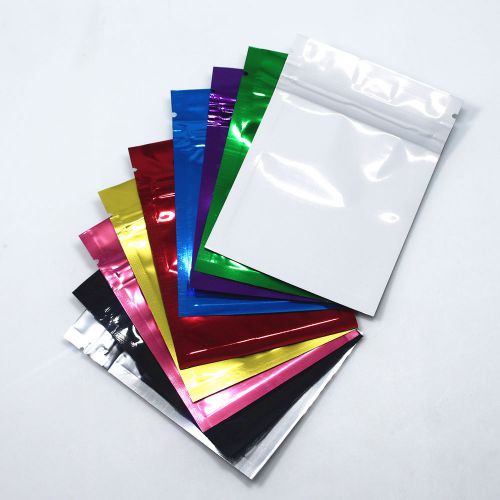 Colorful glossy flat aluminum mylar foil retail zip lock bags food grade pouches for sale