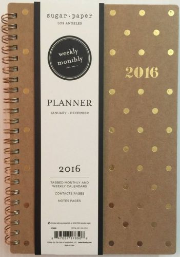 Sugar paper 2016 planner 5x8 weekly/monthly - kraft gold dots for sale