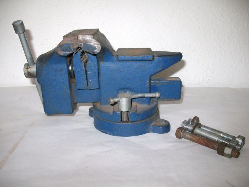 Vintage bench vise 3 1/4&#034; swivel pipe holder anvil 11 lbs japan blue for sale