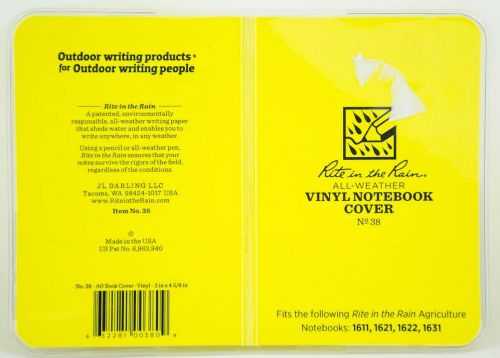 Rite in the rain 38 all-weather clear vinyl mini notebook cover 3&#034; x 4 5/8&#034; new for sale