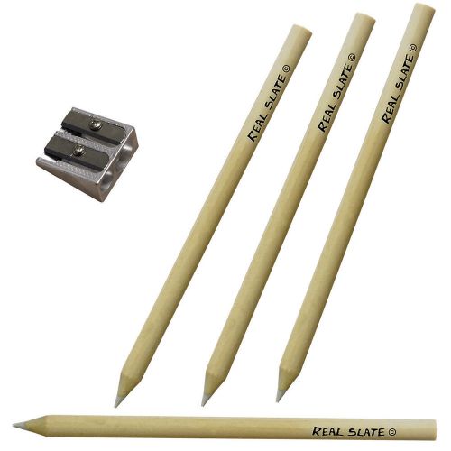 Real Slate Chalk Pencils 5/Pkg W/Sharpener-
