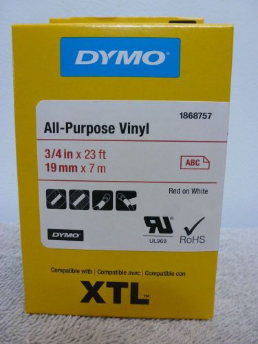 DYMO XTL 3/4in x 23ft  Red on Clear  All-Purpose Vinyl Labels  1868757