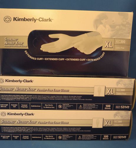 3 Boxes Kimberly-Clark Sterling Nitrile-Xtra Exam Gloves XL 53141 KC300