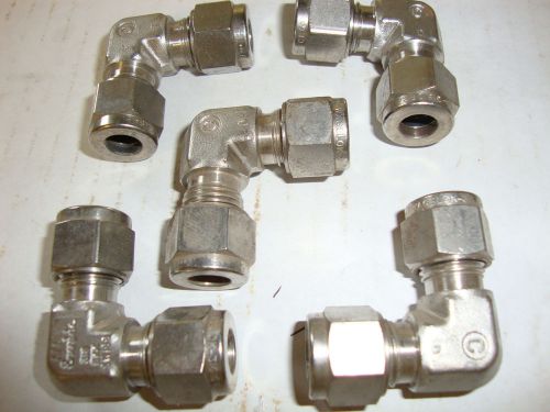 (5) NEW SWAGELOK SS-8M0-9 316SS 8mm TUBE UNION ELBOW FITTINGS