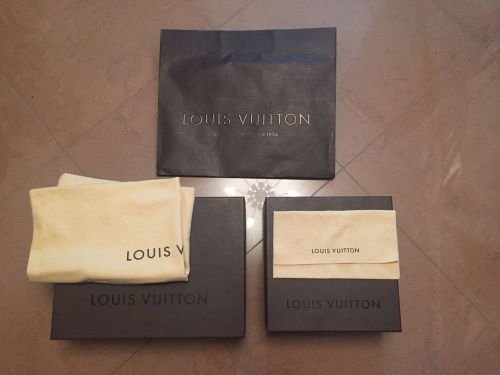 2 Louis Vuitton LV Empty Square &amp; Rectangle Boxes, 2 Dust Bags, 1 Shopping Bag