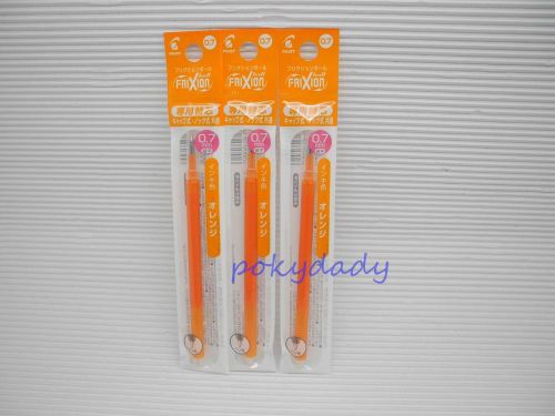 (3 Refills) for Pilot FriXion 0.7mm Fine Roller ball pen, Orange