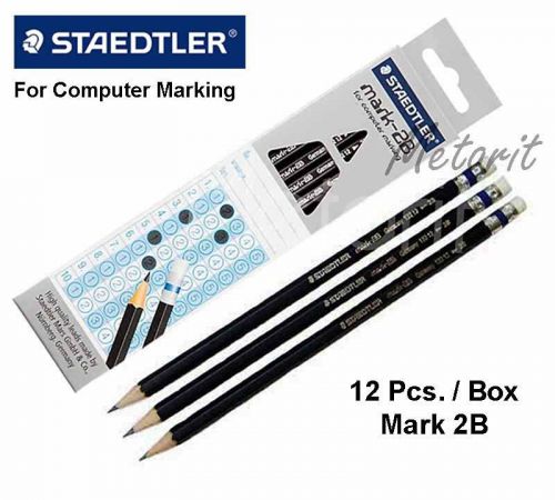 Box 12 STAEDTLER Pencils With Eraser MARK 2B Computer Marking Germany Bleistift