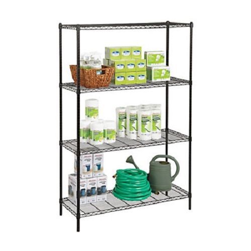 Realspace wire shelving, 4 shelves, 72&#034;h x 48&#034;w x 18&#034;d, black for sale