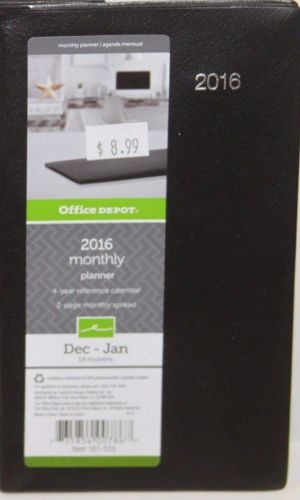 Office Depot 2016 Monthly 101-555 Stapled Planner Black 3.75&#034; x 6.5&#034;