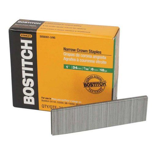 Bostitch SX50351SS-1M 18-Gauge 7/32 in. x 1 in. Narrow Crown Stainless Steel ...