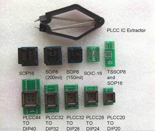 Universal 10 programmer adapters sockets sop soic plcc plcc20/24/28/32/44 to dip for sale