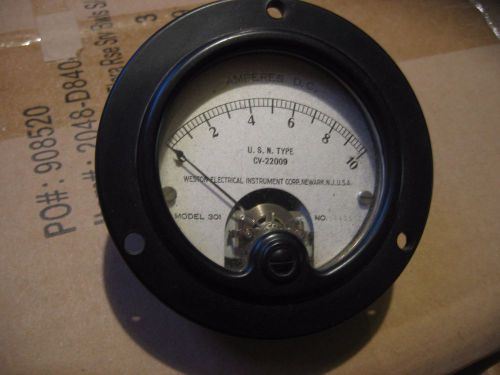 Vintage Weston model 301 amperes DC gauge gage USN type