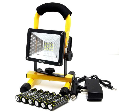 Cordless rechargeable floodlight 24leds 10w camping outdoor lamp w/6x battery for sale