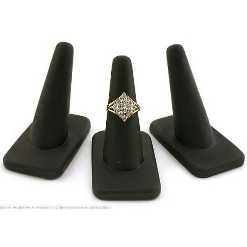 3 Ring Finger Jewelry Showcase Display Black Rubber