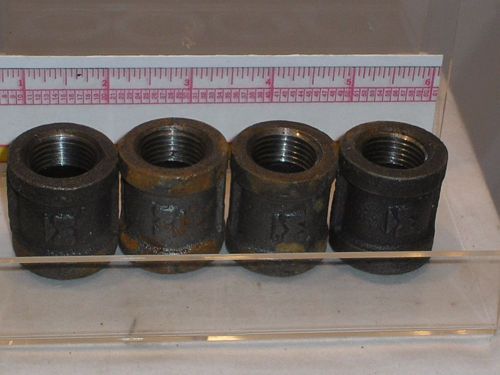 (lot of 5) new 1/2-inch  black malleable iron  threaded couplers. for sale