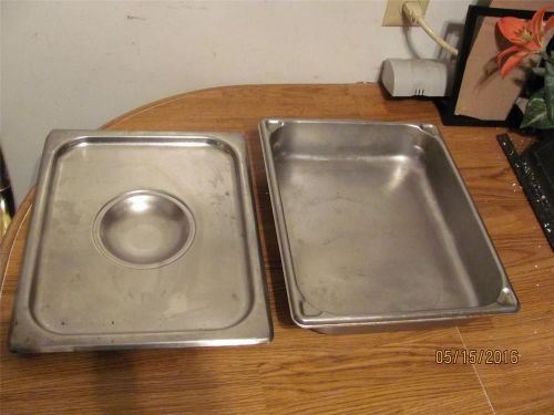 1 COMMERCIAL VOLLRATH STAINLESS STEAM TABLE SUPER PAN HALF X 2 1/2&#034;DEEP+ LID-GUC
