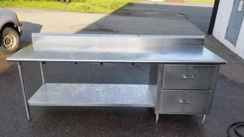96&#034;(8&#039;) Heavy Duty Stainless Steel Work Table w/2 Drawers