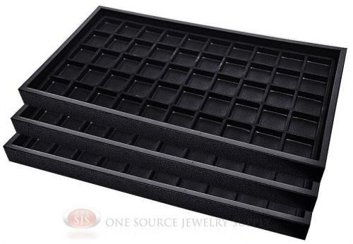 (3) black plastic stackable trays w/50 compartments black jewelry display insert for sale