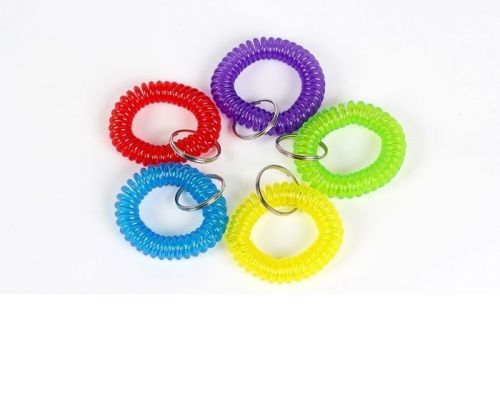 50 pcs spiral wrist coil key chain key ring holder - 5 color available free ship for sale