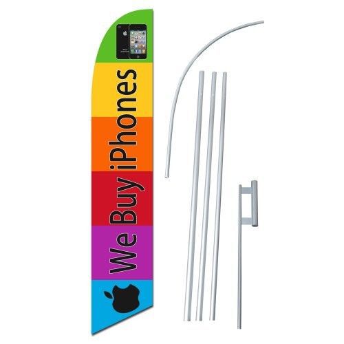 We Buy Iphones Flag Swooper Feather Sign Banner 15ft Kit made in USA