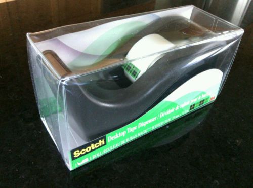 New scotch c 60 desktop tape dispenser office home black &amp; red 1&#039;&#039; core  + tape for sale