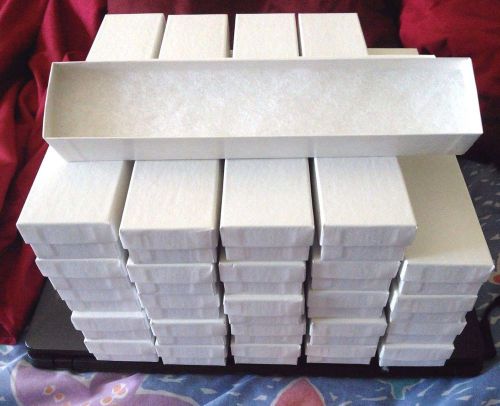 25 White Cardboard Jewelry Boxes with 1 layer Padding--10&#034; x 2&#034; x 1 1/4&#034;