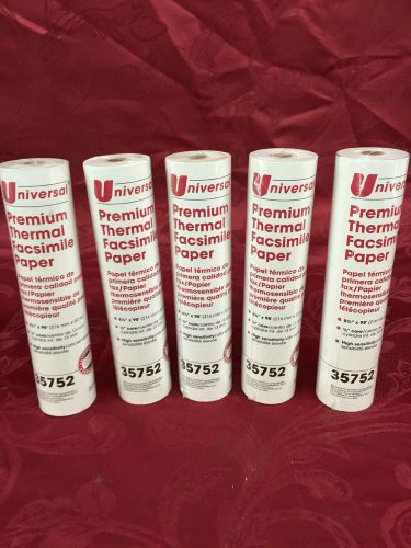 Universal Premium Thermal Facsimile Paper Rolls 35752 8.5 x 98&#039; 1/2 core lot (5)