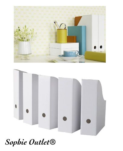 Ikea White Magazine FLUNS File Holder Organizer Paper Book Storage Office Desk