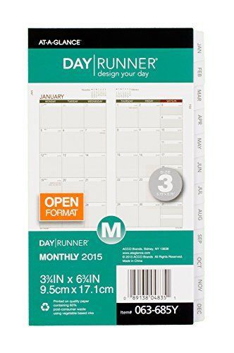 Day Runner Compact Monthly Planner Refill 2015, 3.75 x 6.75 Inches Page Size