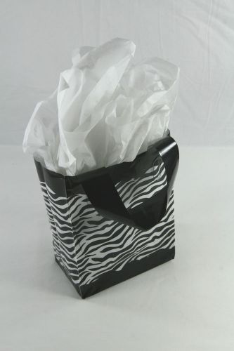 10 ZEBRA Print Plastic goodie treat merchandise gift party handle bags 8 x 5x 10