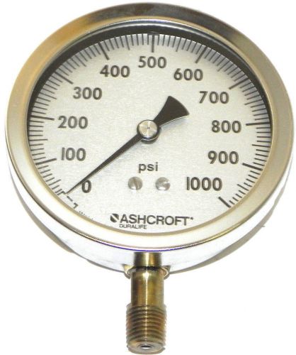 Nib ashcroft 35-1009-aw-02l-1000#-xlj industrial duralife gauge 3-1/2&#039;&#039; for sale