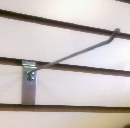 100 8&#034; slatwall hooks metal crome slat grid display hanger for sale