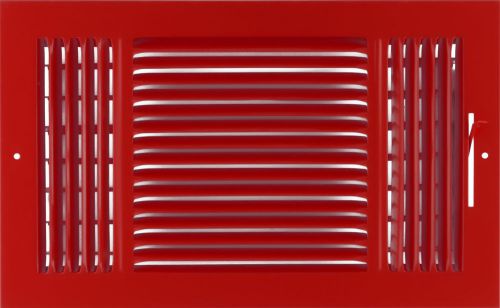 14w&#034; x 8h&#034; Fixed Stamp 3-Way AIR SUPPLY DIFFUSER, HVAC Duct Cover Grille Red