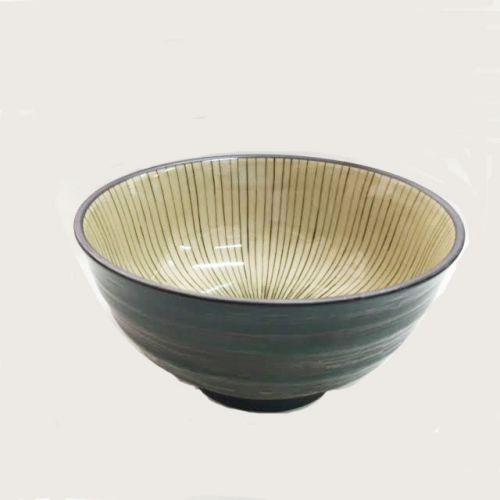 6.75&#034; Green Striped Donburi/Bowl Made In Japan