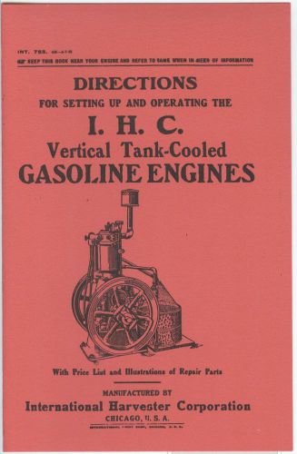 IHC Vertical Tank Cooled Gasoline Engine Manual International Harvester