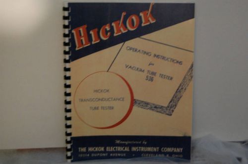 Operating Manual For Hickok 536 Tube Tester