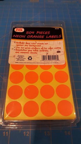 Neon Orange 3/4&#034; coding inventory labels-  504 stickers .75 inch circle shooting