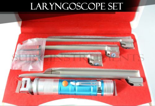Miller Laryngoscope Set EMT Anesthesia - Blue - Batteries Included