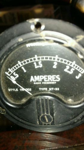 WWII panel meter gauge westinghouse amperes rf 0-3 radio militaty