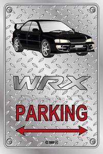 Parking Sign Metal SUBARU WRX V1 4DOOR Black Standard Rims - Checkerplate Look