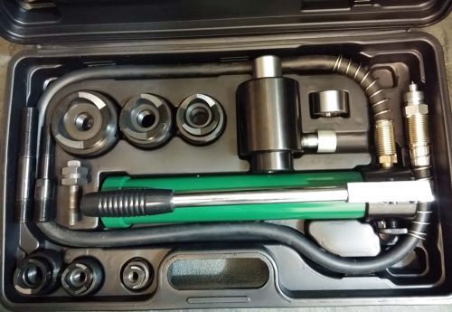 New Hydraulic Knockout 3/4- 2&#034; conduit punch set, w/ Greenlee punch die adapter
