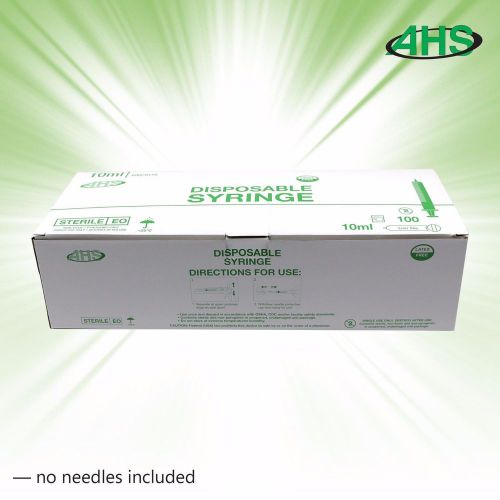 Box of 100 10cc/10ml syringes, Luer slip, sterile, w/o needles - AH10S syringe